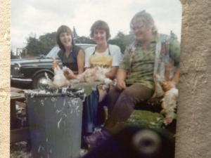 Me,, Liz and Heather plucking chickens :-)